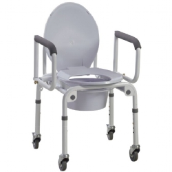 Commode- Height Adjustable, Drop Arms (Wheeled)